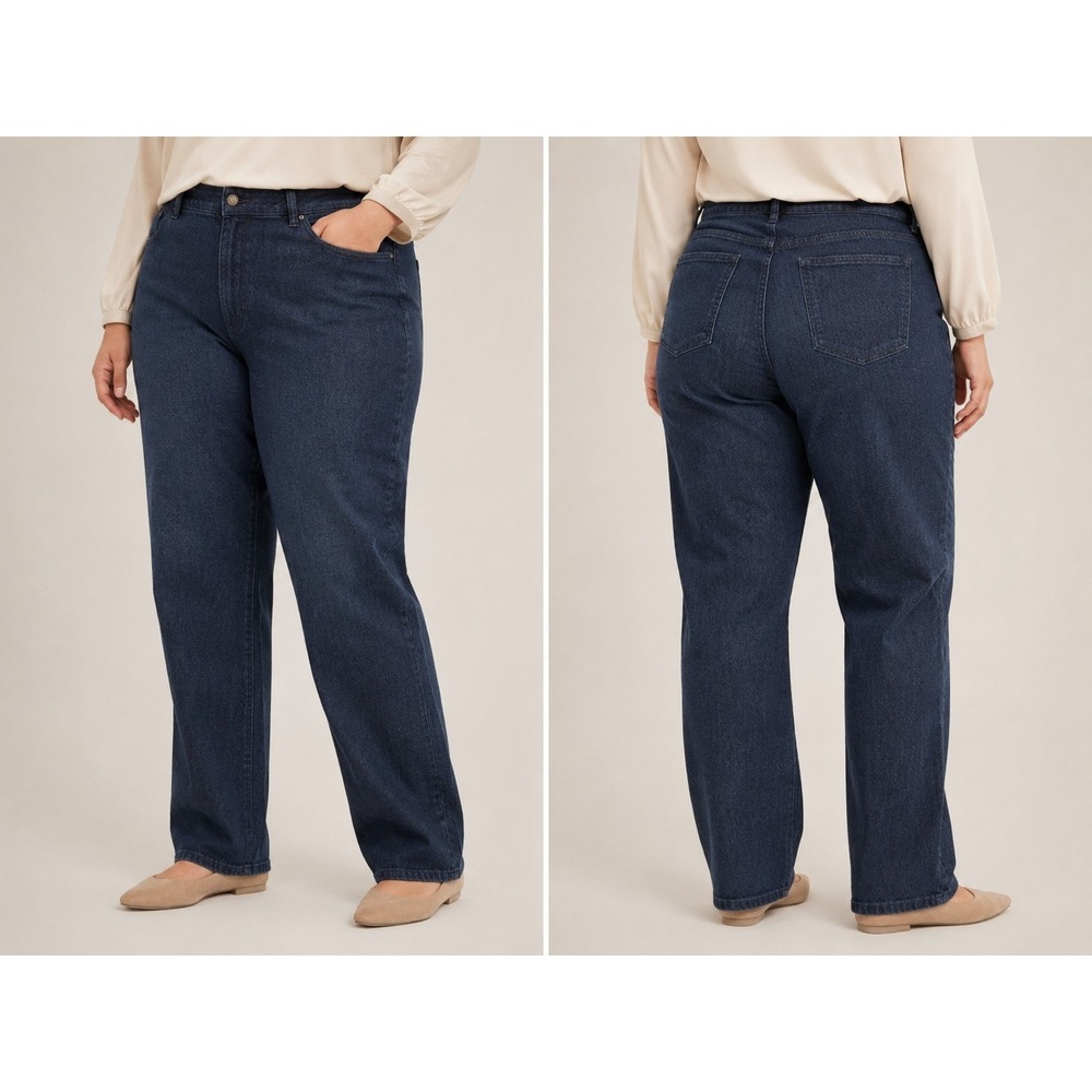 Denim 24/7 Women's Plus Size 24W Dark Wash Stretch Jeans Straight Leg Casual